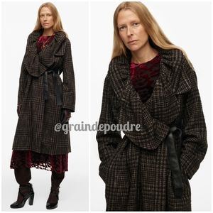 Rare! Zara Limited Edition Balloon Ruffle Puff Collar Tweed Wrap Coat XS S